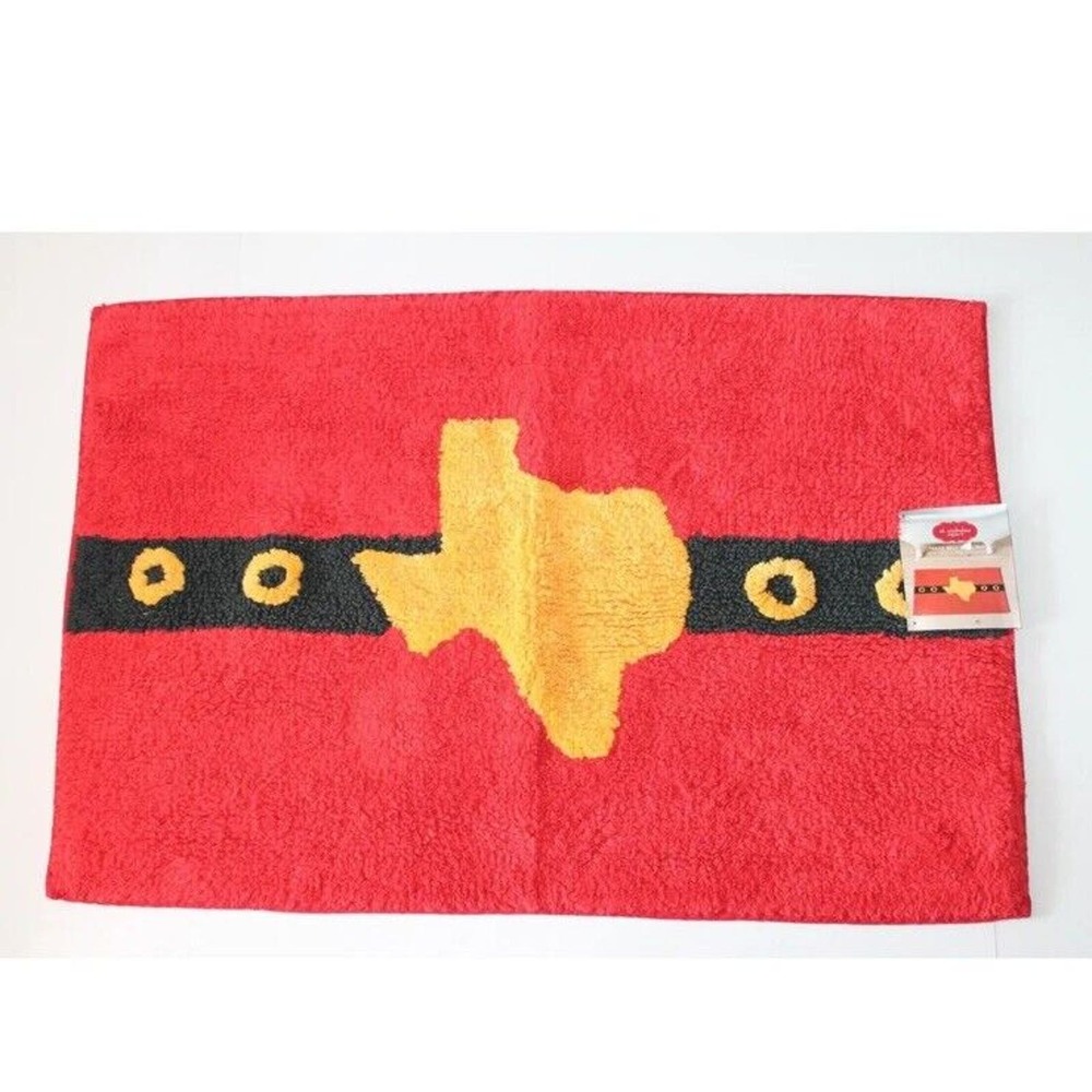 St Nicholas Square Santa Western Texas Belt Christmas Bath Rug Bathroom Mat NEW